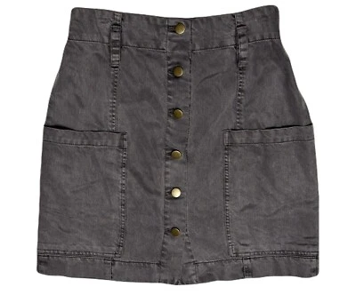 NEW Young Fabulous Broke Womens Medium Grey Denim Twill Button Front Mini Skirt - Image 1 of 4