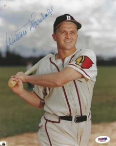 Signed 8x10 WILLARD MARSHALL Boston Braves Autographed photo PSA/DNA Hologram - Picture 1 of 1