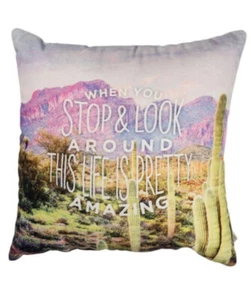 Primitives By Kathy Look Around Life Is Pretty Amazing Throw Pillow New with Tag - Picture 1 of 3