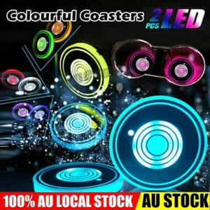 2x LED 7 Color Changing Light Car Cup Holder USB Rechargeable Mat Coaster Pad AU - Picture 1 of 24