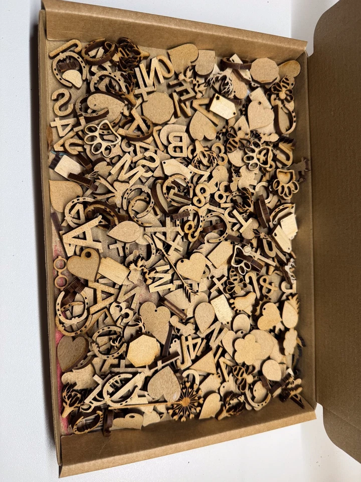 Wooden Laser Cut MDF Craft Shapes Mix of 20-30mm Shapes Clearance - Image 1 of 1