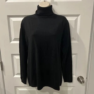 Sutton Studio For Bloomingdale's Sz L Black 100% New Wool Turtleneck (L4) - Picture 1 of 5