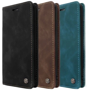 For iPhone 14 13 12 Pro Max SE 8 7 Case Magnetic Flip Leather Case RFID Cover - Picture 1 of 71