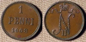 Finland For Russia : 1908 1 P # 13 AU IR1744 - Picture 1 of 1