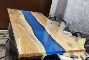 Blue Epoxy Resin Table Top, Living , Hallway Decor Furniture, Resin Table Top - Picture 1 of 3