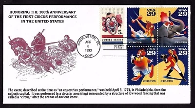 #2753a 29c American Circus  - K.M.C. Venture FDCB4 + #1309 Combo - Image 1 of 2