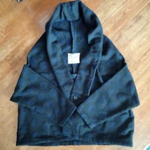ICHI Antiquites Dot Short Jacket Coat Haori Wool & Cotton Navy Size Free - Picture 1 of 2