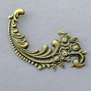 Baroque Rose Flourish Stamping 64x30mm Antique Brass Plated Alloy Q3 Per Pkg - Picture 1 of 2