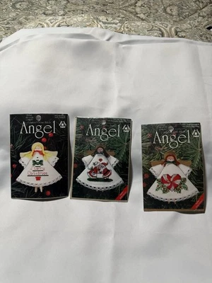 ANGEL CROSS STITCH Clothespin Christmas Ornament Kits Lot 3 , Mr Mrs Santa , Etc - Image 1 of 2