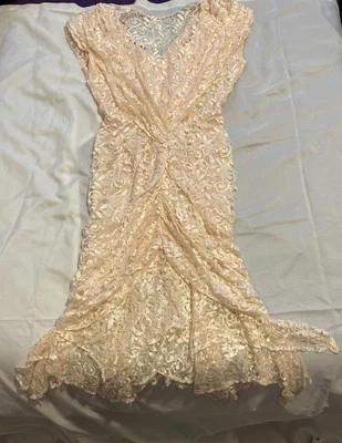 Vintage Contempo Casuals 80s Lace Detailed Dress With Shoulder Pads  - Image 1 of 4