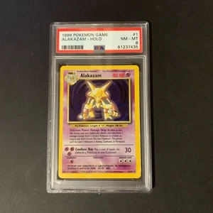 Alakazam - 1/102 Base Set - 1999 WOTC Unlimited - Pokémon TCG - PSA 8 😵💫 - Picture 1 of 2