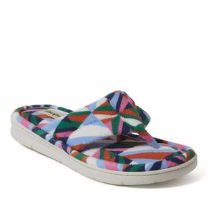 Dearfoams Women's Wrenley Terry Thong Flip Flop House Slipper - Picture 1 of 31