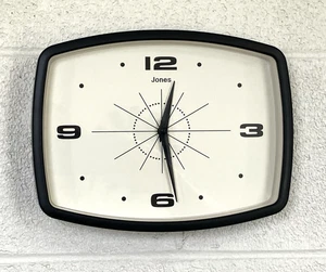 JONES CLOCKS® Movie Retro Wall Clock - rounded - Rectangular Clock MCM retro blk - Picture 1 of 5
