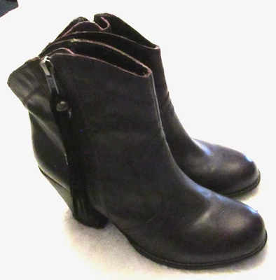 Kelsi Dagger Black Leather Zip Side Motorcycle Ankle Boots - Size 11 M - Image 1 of 4
