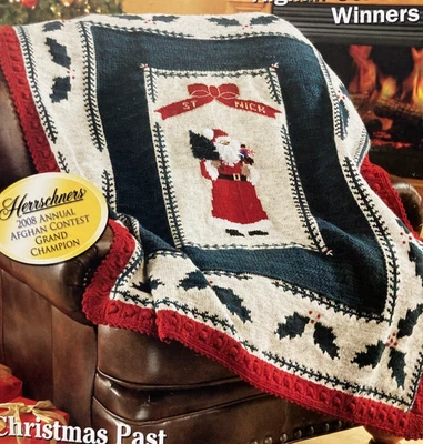 Knit Afghans: Christmas Past, Roses, Autumn Glory, Wheat Sheaves pattern booklet - Image 1 of 4