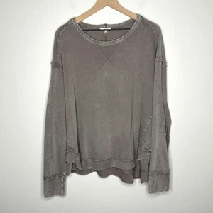 Easel Womens Oversized Sweater Medium Taupe Gray Washed Grunge Boho Lagenlook - Picture 1 of 10