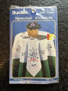 Vtg Bucilla Table Topper Violet Bouquet 40 X 40 (no Floss) Cross Stitch - Picture 1 of 3