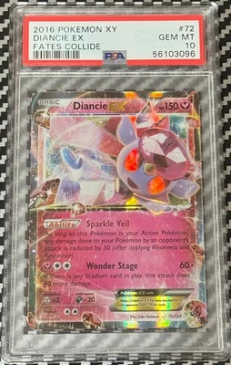 2016 Pokemon XY Fates Collide # 72 Diancie EX Holo PSA 10 Card GEM MINT! - Image 1 of 2