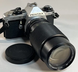 Pentax ME Super SE 35 mm fotocamera reflex pellicola con obiettivo Vivitar Macro 75-205 mm testata - Foto 1 di 9