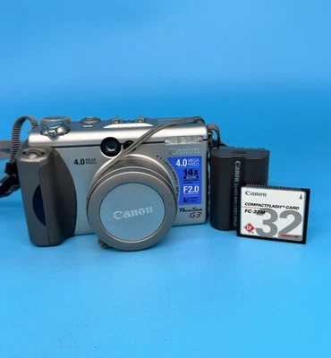 Canon Powershot G3 4.0MP Digital Camera With Memory Card, Silver - Tested - Image 1 of 4