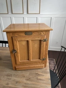 Vintage White Clad Oak Wood Ice Box Nightstand Cabinet Chest End Table FREE SHIP - Picture 1 of 14