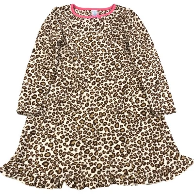 Camisón polar con estampado de leopardo marrón de felpa para niñas Foto 1 de 3