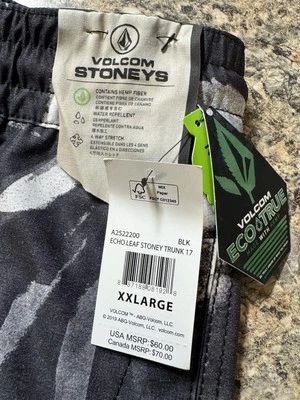 NWT Volcom Stoneys Board Shorts Swim Trunks Men XL No Liner Abstract Print B&W - Image 1 of 3