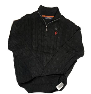 Ralph Lauren Men's Black cotton cabl net quarter Zip Jumper -Size XL £56