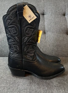 Ariat Heritage R Toe Western Height 11” Black Deertan - Womens #10001037 Size 6 - Picture 1 of 9