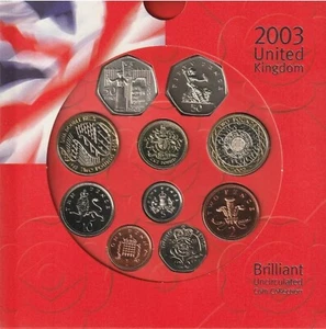 INGHILTERRA DIVISIONALE UFFICIALE 2003 UNITED KINDOM BRILLIANT UNCIRCULATED COIN - Foto 1 di 4