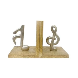 Soporte de 2 piezas de madera para extremos de libros de aluminio para notas musicales decoración de oficina en el hogar - Imagen 1 de 4
