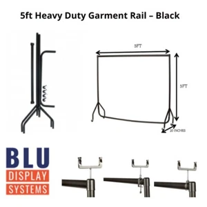 Binario per vestiti resistente 5 piedi vestiti negozio espositore binario portatile forte rack - Foto 1 di 4