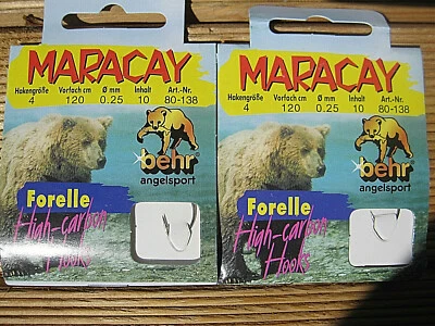 MARACAY 20 Forellenhaken gebunden 120cm Vorfach Sbirolino Bombarda Haken Angelhaken Sil
