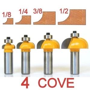 4pc 1/2" Shank Radius 1/2",3/8",1/4",1/8" Cove Convex Router Bit Set sct-888 - Picture 1 of 12
