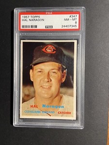 Topps 1957 Hal Naragon pSA 8