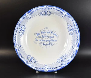 Große Jugendstil Keramik Schale mit Spruch Spitzendekor T&H Colditz - Bild 1 von 12