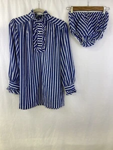 Mr Jac Vintage Sz 9 Blue Striped Tunic Shirt Nightgown w/ Bloomers Harry Styles - Picture 1 of 15