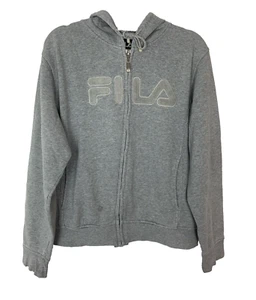Fila Grey Full Zip Hoodie Logo Graphic Long Sleeve Approx Size Men's S/M - Picture 1 of 9