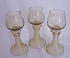 3 18th Century Roemer Wine Glasses Engraved Leaves & Grapes with Punts