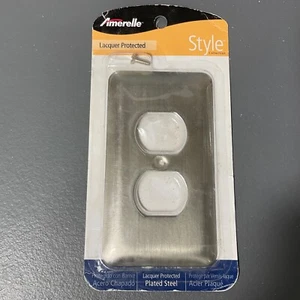 Amerelle Devon Round Corner Single Duplex Steel Wallplate Brushed Nickel - 2DPW - Picture 1 of 4