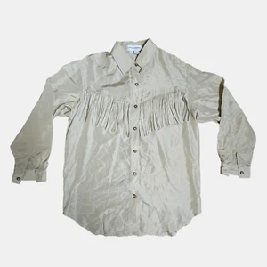Vintage Casual Corner Silk Fringed Long Sleeve Western Button Up Shirt 6 Cowgirl - Picture 1 of 9