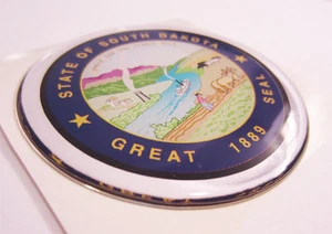 Sticker Great Seal State Dakota Shield Adhesive Decal Resin Domed Car 3D - Picture 1 of 1
