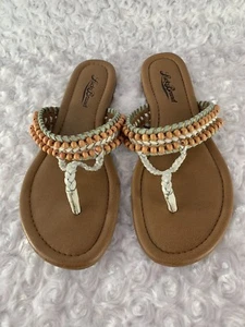 LUCKY BRAND DOLLIS THONG BOHO SANDALS IN PASTEL MULTI TENDRE-DOVE SIZE 6 N2 - Picture 1 of 6