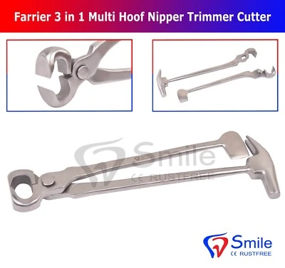 Hufschmied 3 in 1 Multi Hufzange Trimmer Schneider Hammer Drahtreifen Smile Dentale UK - Bild 1 von 4