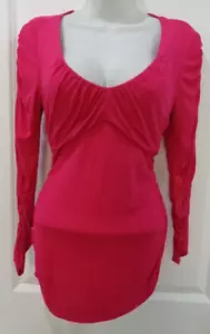 Venus💗Hot Pink Ruched Sides/Sleeves and Bust Tunic Top💗Sz M - Picture 1 of 6