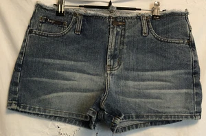 Vintage LEI Blue Jean Shorts Mini No Waist Fade Junior Size 11 x 2 - Picture 1 of 5