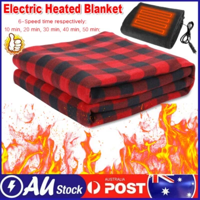 Electric Heated Blanket Car Truck Throw Rug Travel Camping 12V DC Auto Pad - image 1 of 4