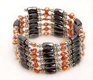 Pulsera magnética de hematita roja barroca de 5 mm pulsera magnética de perla natural de 38 - Imagen 1 de 5