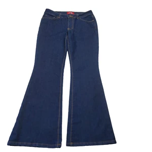 Hot Kiss Dark Blue Denim Flared Leg Low Rise Stretch Womens Jeans Size 9 (30X30) - Picture 1 of 15