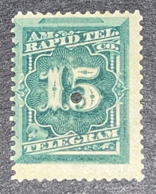 Travelstamps: 1881 US STAMP SCOTT 1T5, “Rapid Tel Telegraph Numeral 15”, 15 CENT - Image 1 of 4